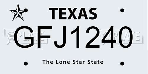 GFJ1240 Texas License Plate