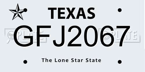 GFJ2067 Texas License Plate