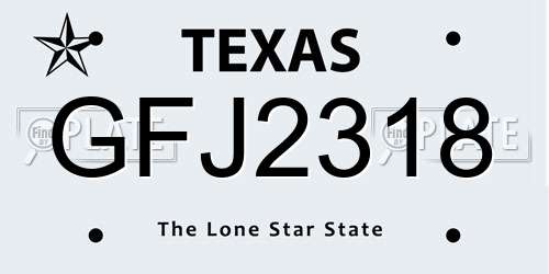 GFJ2318 Texas License Plate