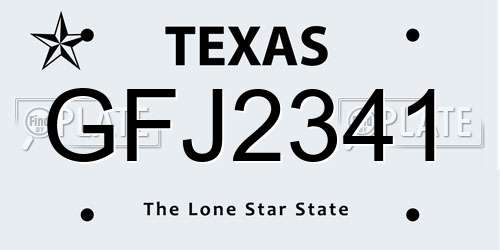 GFJ2341 Texas License Plate