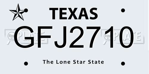 GFJ2710 Texas License Plate