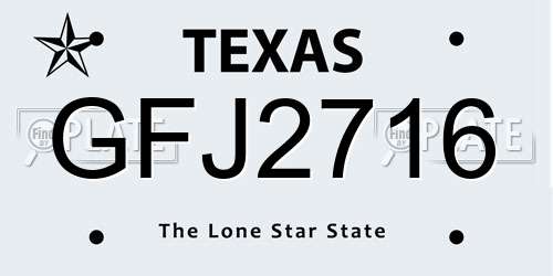 GFJ2716 Texas License Plate