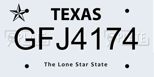 GFJ4174 Texas License Plate