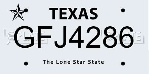 GFJ4286 Texas License Plate