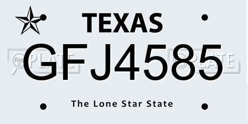 GFJ4585 Texas License Plate