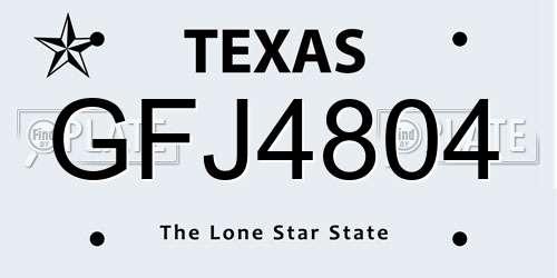 GFJ4804 Texas License Plate