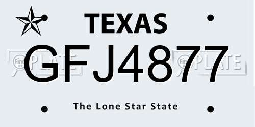 GFJ4877 Texas License Plate