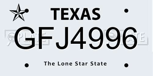 GFJ4996 Texas License Plate
