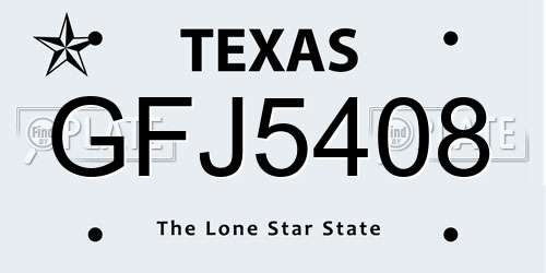 GFJ5408 Texas License Plate