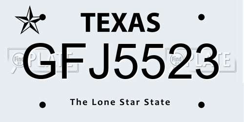 GFJ5523 Texas License Plate