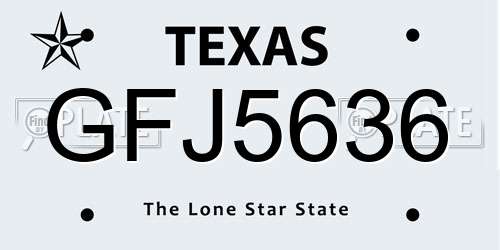 GFJ5636 Texas License Plate