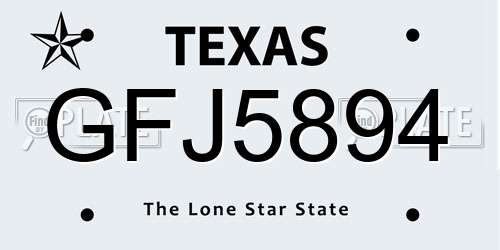 GFJ5894 Texas License Plate