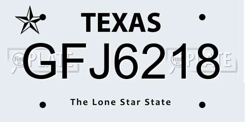 GFJ6218 Texas License Plate