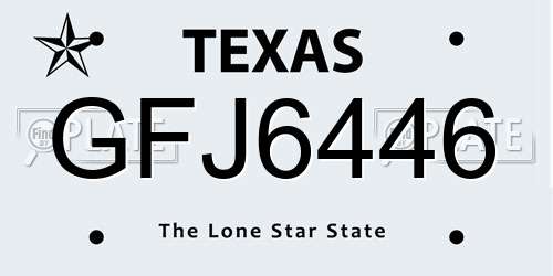 GFJ6446 Texas License Plate