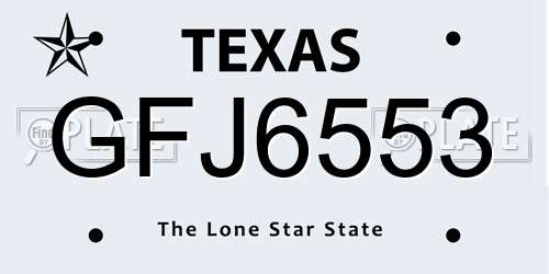 GFJ6553 Texas License Plate