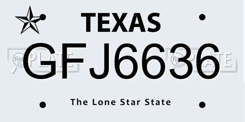 GFJ6636 Texas License Plate