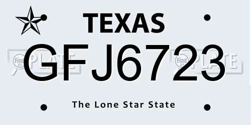 GFJ6723 Texas License Plate
