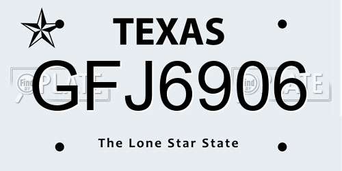 GFJ6906 Texas License Plate