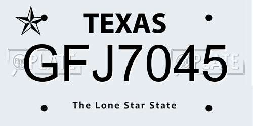 GFJ7045 Texas License Plate