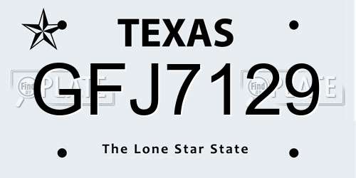 GFJ7129 Texas License Plate