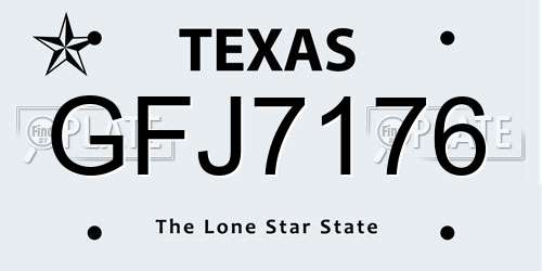 GFJ7176 Texas License Plate