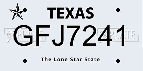 GFJ7241 Texas License Plate