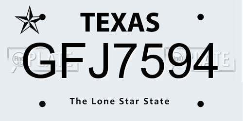 GFJ7594 Texas License Plate