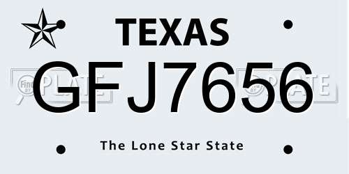 GFJ7656 Texas License Plate