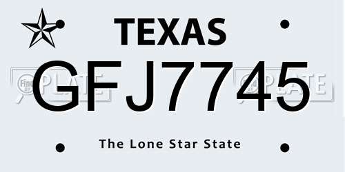 GFJ7745 Texas License Plate