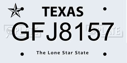 GFJ8157 Texas License Plate