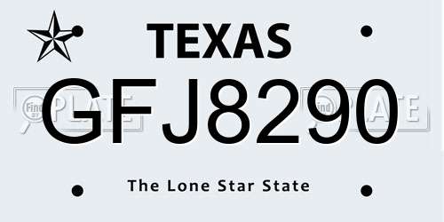 GFJ8290 Texas License Plate