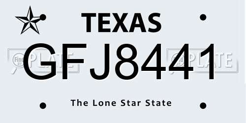 GFJ8441 Texas License Plate