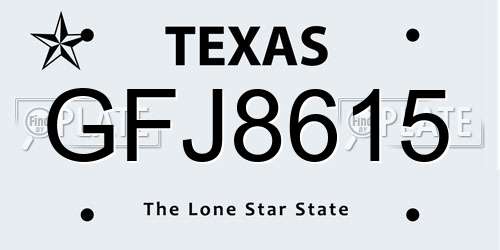 GFJ8615 Texas License Plate