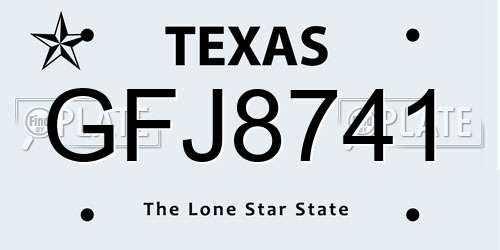GFJ8741 Texas License Plate