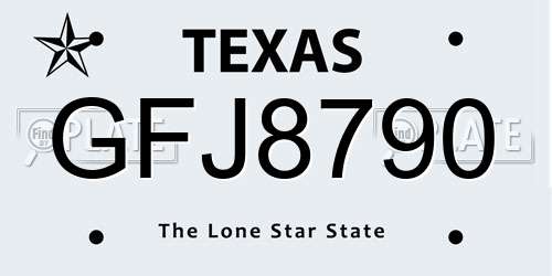 GFJ8790 Texas License Plate