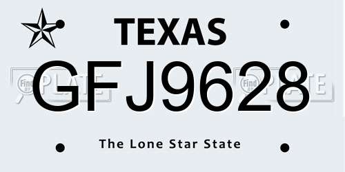 GFJ9628 Texas License Plate