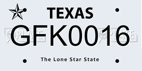 GFK0016 Texas License Plate