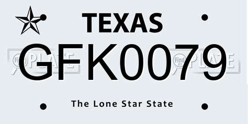 GFK0079 Texas License Plate