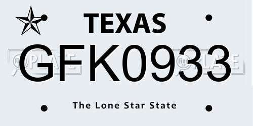 GFK0933 Texas License Plate