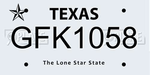GFK1058 Texas License Plate