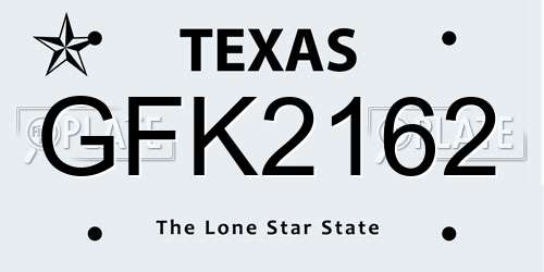 GFK2162 Texas License Plate