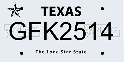 GFK2514 Texas License Plate