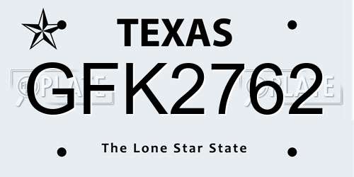 GFK2762 Texas License Plate