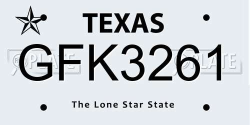 GFK3261 Texas License Plate