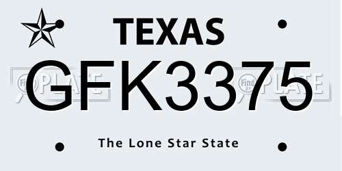 GFK3375 Texas License Plate