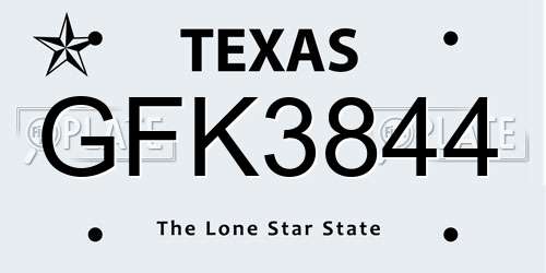 GFK3844 Texas License Plate