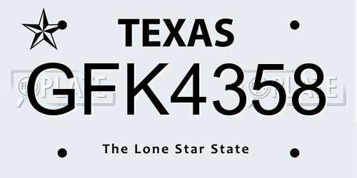 GFK4358 Texas License Plate