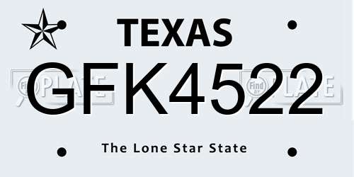 GFK4522 Texas License Plate