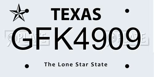 GFK4909 Texas License Plate