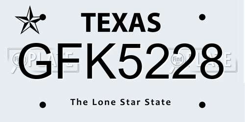 GFK5228 Texas License Plate